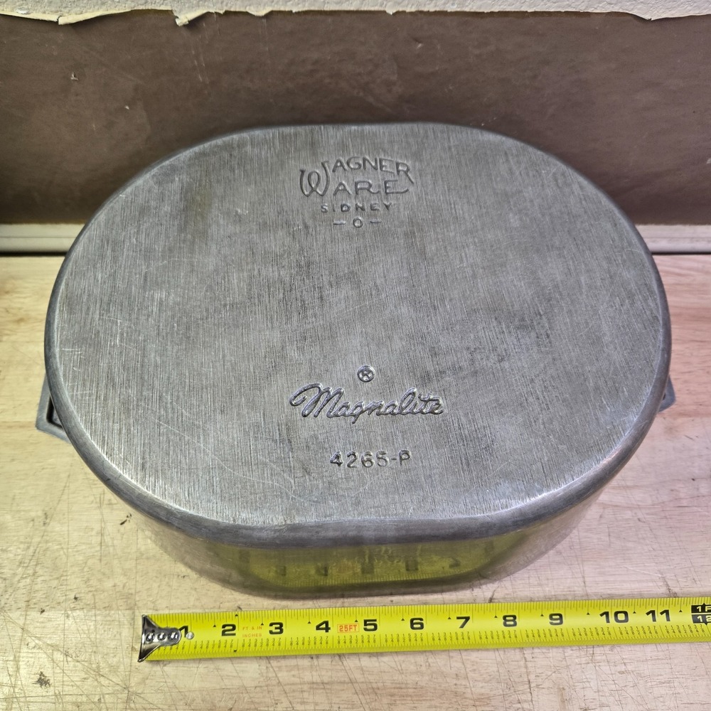 Vtg Wagner Ware "0" Sidney Magnalite 4265-P 8qt Roaster Dutch Oven Lid & Trivet - Picture 8 of 8